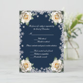 White Roses Snowflake Wedding Response Kaart (Staand voorkant)