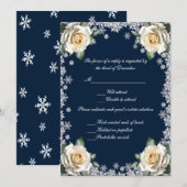 White Roses Snowflake Wedding Response Kaart (Voorkant / Achterkant)