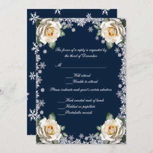 White Roses Snowflake Wedding Response Kaart