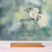 White roses Spring Floral Romantic Wedding Acryl Bord (Neutraal)