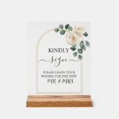 White roses Spring Floral Romantic Wedding Acryl Bord (Voorkant)