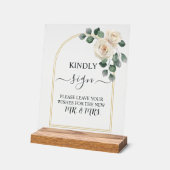 White roses Spring Floral Romantic Wedding Acryl Bord (Hoek)