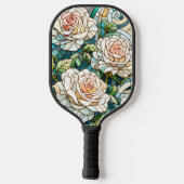White Roses Stained Glass Mosaic Pickleball Paddle (Achterkant)