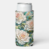 White Roses Stained Glass Mosaic Seltzer Blikjeskoeler (Seltzer Voorkant)
