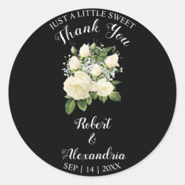White Roses Sweet Treat Wedding Bedankt Ronde Sticker