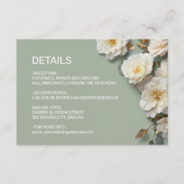 White Roses Textured Flowerds Details Informatiekaartje