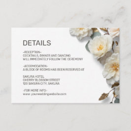 White Roses Textured Flowerds Details Informatiekaartje