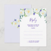 White Roses & Violets Trouwantwoord Kaarten RSVP Kaartje (Voorkant / Achterkant)