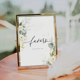 White Roses Vrijgezellenfeest Favorieten Sign Reclamebord Met Voetstuk