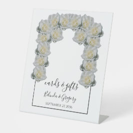 White Roses Wedding Cards & Gifts Reclamebord Met Voetstuk