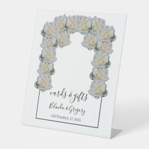 White Roses Wedding Cards & Gifts Reclamebord Met Voetstuk