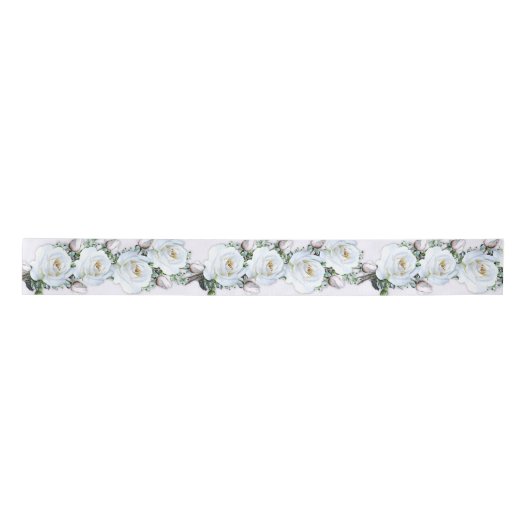 White Roses Wedding Craft Ribbon Satijnen Lint (Voorkant)