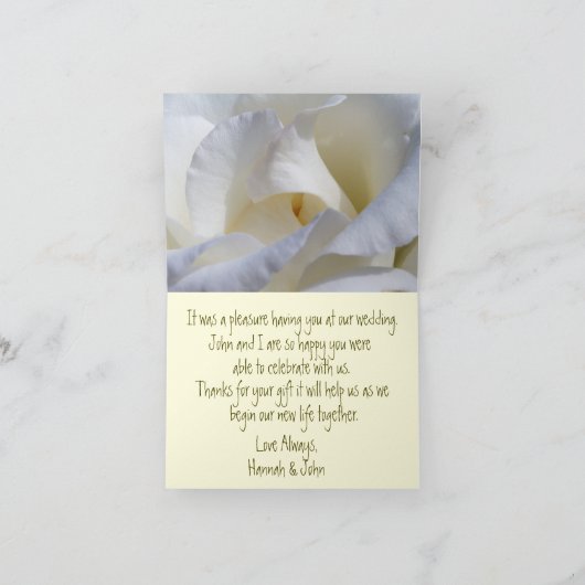 White Roses Wedding Folded Hartelijk dank Kaart (Binnen)