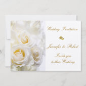 White Roses Wedding Invitation Kaart (Voorkant)