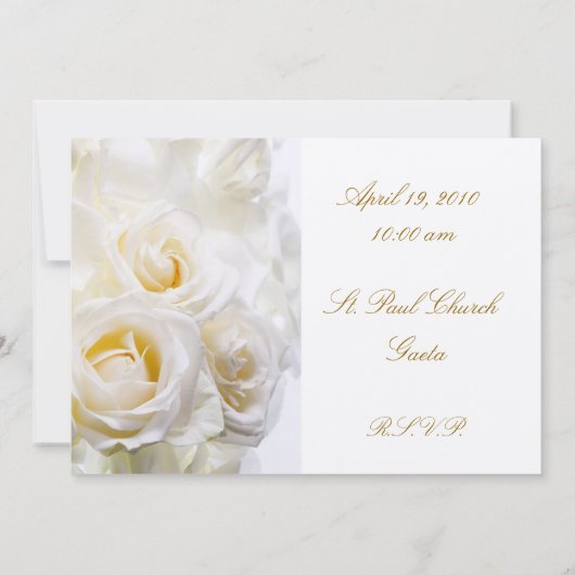 White Roses Wedding Invitation Kaart (Achterkant)