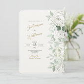 White Roses Wedding Invitation Kaart (Staand voorkant)