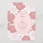 White Roses Wedding Invitation Kaart (Voorkant / Achterkant)