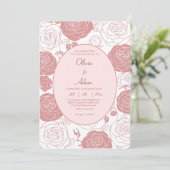 White Roses Wedding Invitation Kaart (Staand voorkant)