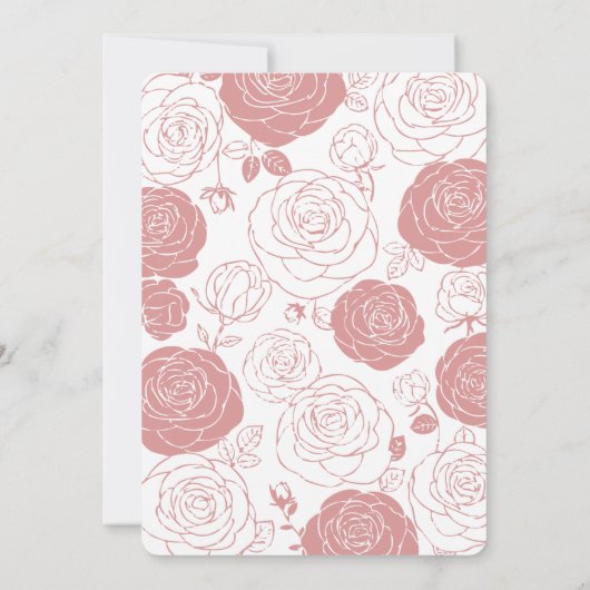 White Roses Wedding Invitation Kaart (Achterkant)