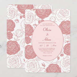 White Roses Wedding Invitation Kaart