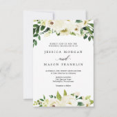 White Roses Wedding Invitation Kaart (Voorkant)