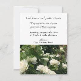 White Roses Wedding Invitation Kaart