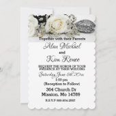 White Roses Wedding Invitation Kaart (Voorkant)