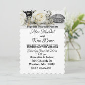 White Roses Wedding Invitation Kaart (Staand voorkant)