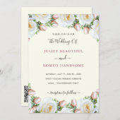 White Roses Wedding Invitation with QR Code (Voorkant / Achterkant)