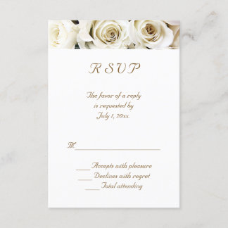 White Roses Wedding RSVP Kaartje