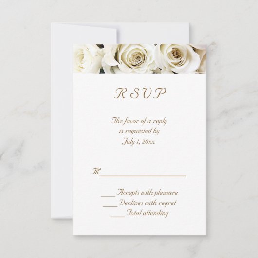 White Roses Wedding RSVP Kaartje (Voorkant)