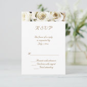 White Roses Wedding RSVP Kaartje (Staand voorkant)