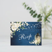 White Roses Wedding RSVP met Meal Choice Briefkaart (Staand voorkant)