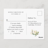 White Roses Wedding RSVP met Meal Choice Briefkaart (Achterkant)