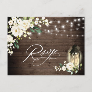 White Roses Wedding RSVP met Meal Choice Briefkaart