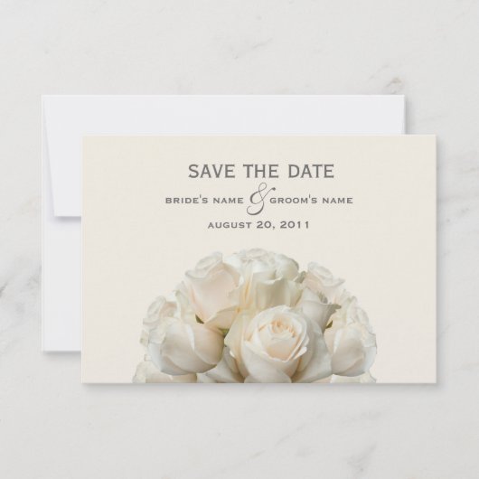 White Roses Wedding Save the Date (Voorkant)