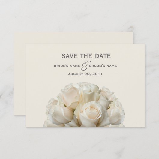 White Roses Wedding Save the Date (Voorkant / Achterkant)