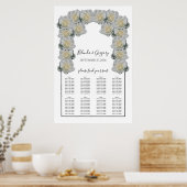 White Roses Wedding Seating Chart Poster (Keuken)