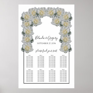White Roses Wedding Seating Chart Poster