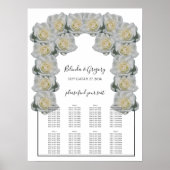 White Roses Wedding Seating Chart Poster (Voorkant)