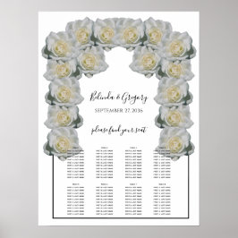 White Roses Wedding Seating Chart Poster