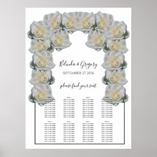 White Roses Wedding Seating Chart Poster