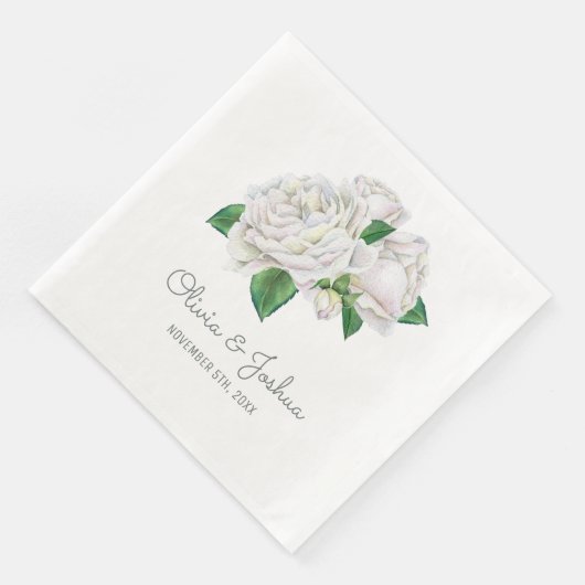 White Roses Wedding Servetten (Hoek)