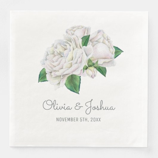 White Roses Wedding Servetten (Voorkant)