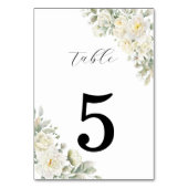 White Roses Wedding Table Number Sign Kaart (Voorkant)