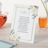 White Roses Wedding Table Number (Zitdiagram) Reclamebord Met Voetstuk (Insitu)