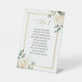 White Roses Wedding Table Number (Zitdiagram) Reclamebord Met Voetstuk (Voorkant)