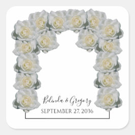 White Roses Wedding Vierkante Sticker