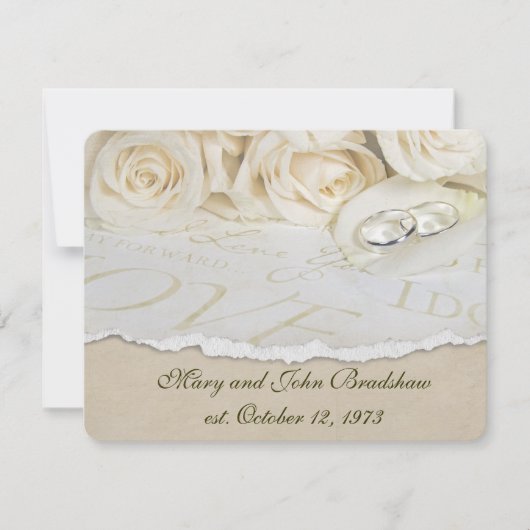 White Roses Wedding Vow Renewal Kaart (Voorkant)