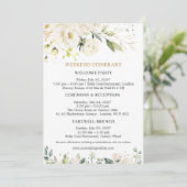 White Roses Wedding Weekend Itinerary Uitnodiging (Staand voorkant)